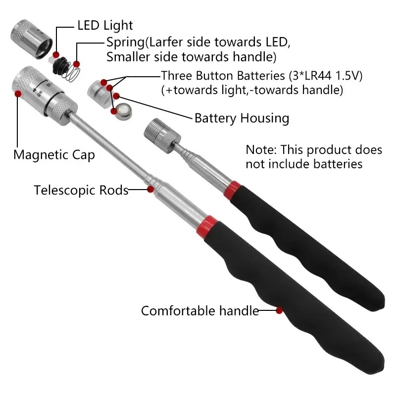 Telescopic Fishing Rod - Caneta magnética telescópica com luz led